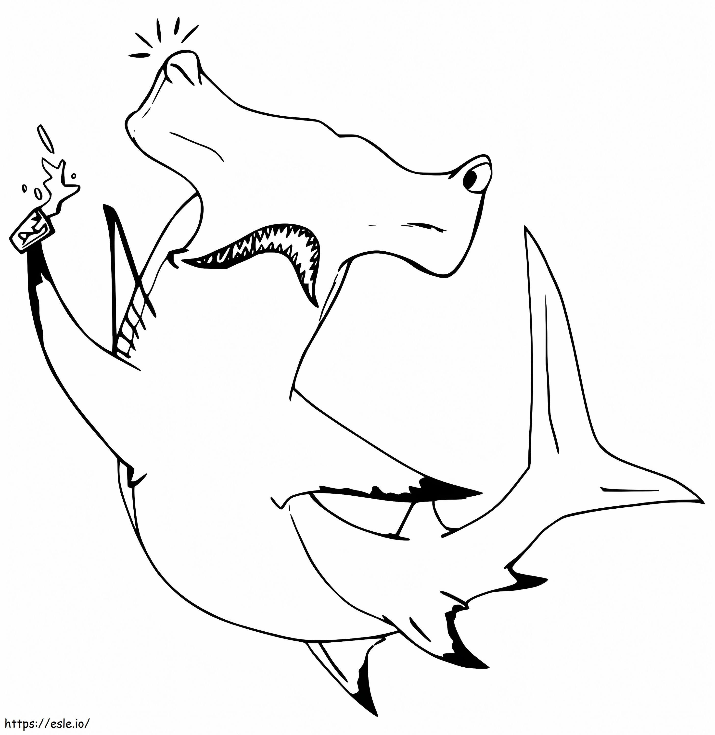 Tubarão-martelo de desenho animado para colorir