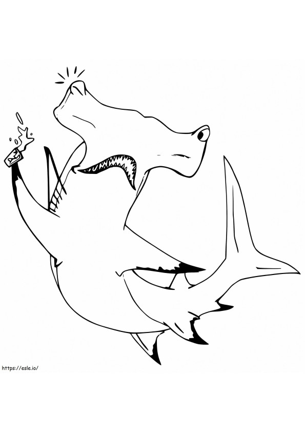 Coloriage Requin marteau de dessin animé à imprimer dessin