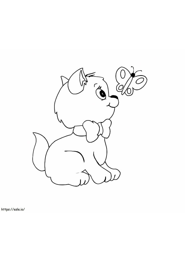 Kitten With Butterfly coloring page