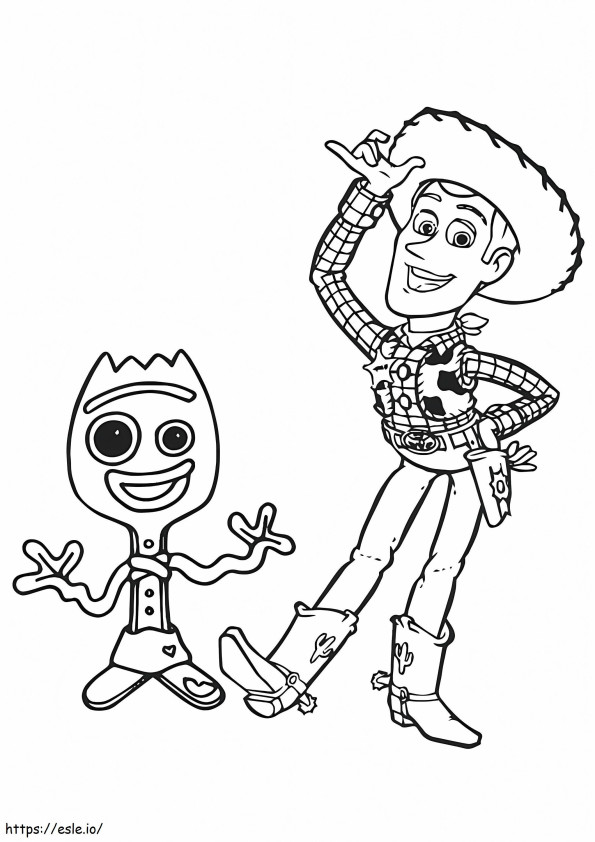 Woody Y Forky coloring page