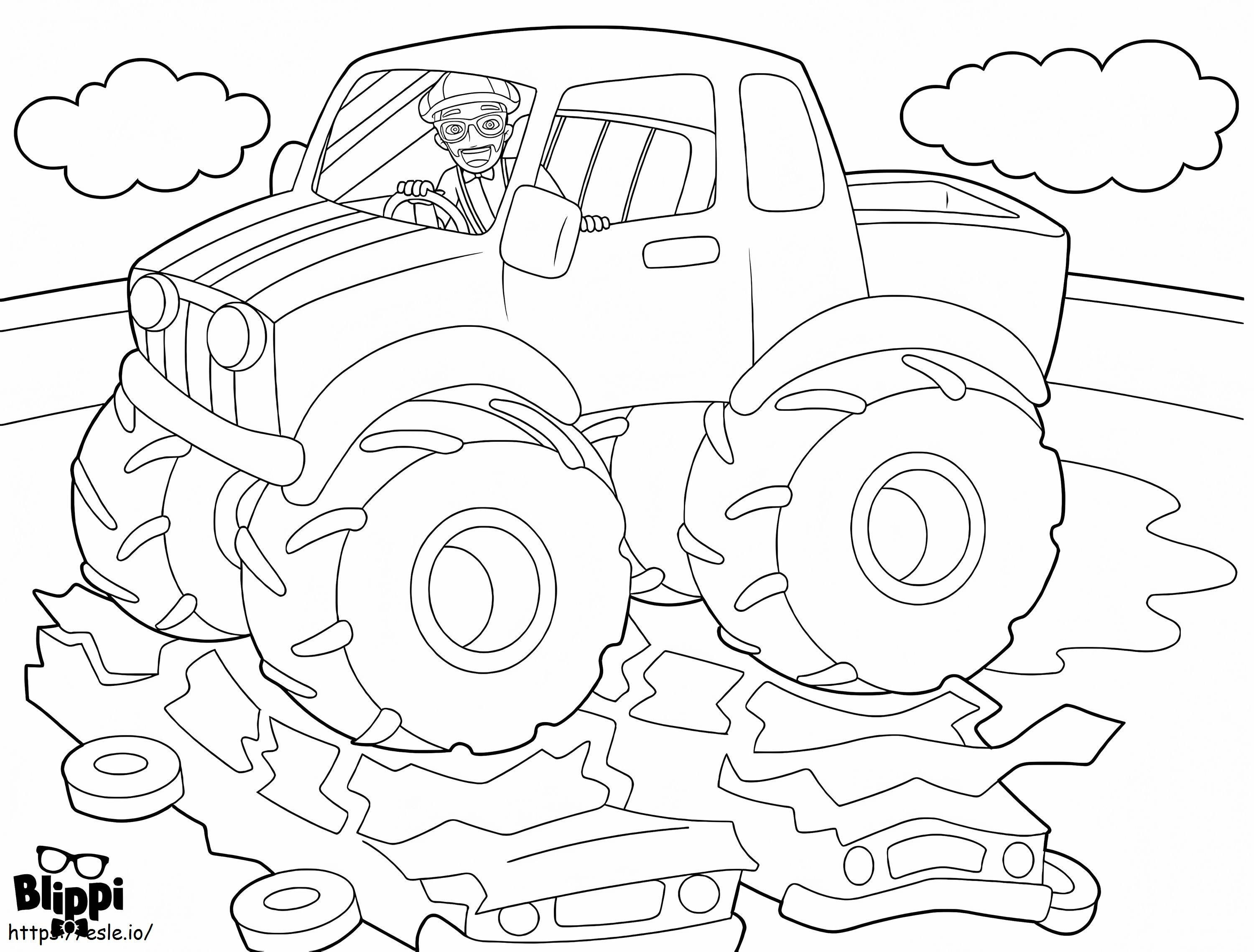 Coloriage Blippi dans un camion monstre à imprimer dessin