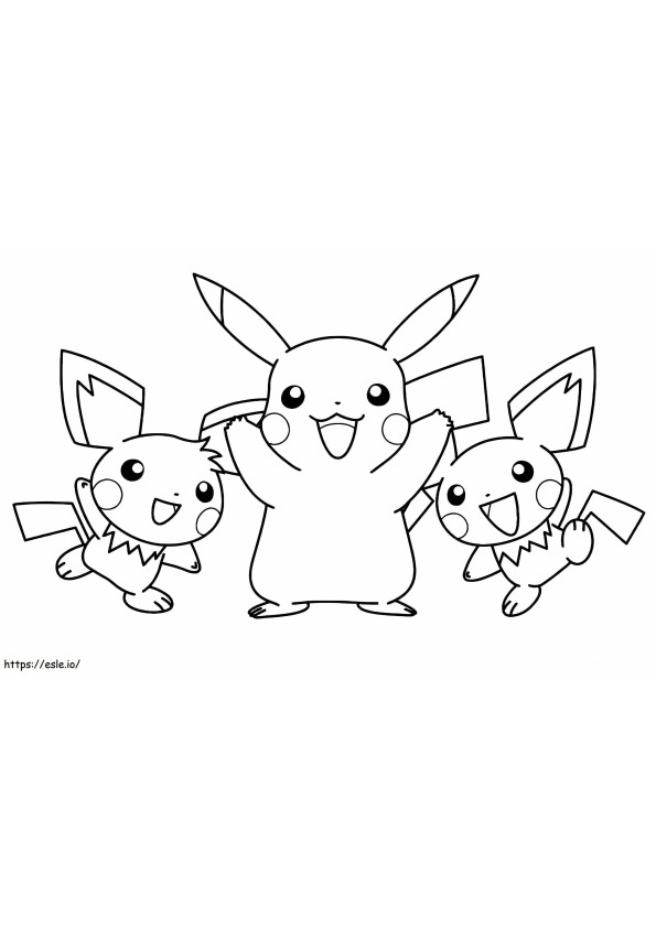Pikachu en vrienden kleurplaat