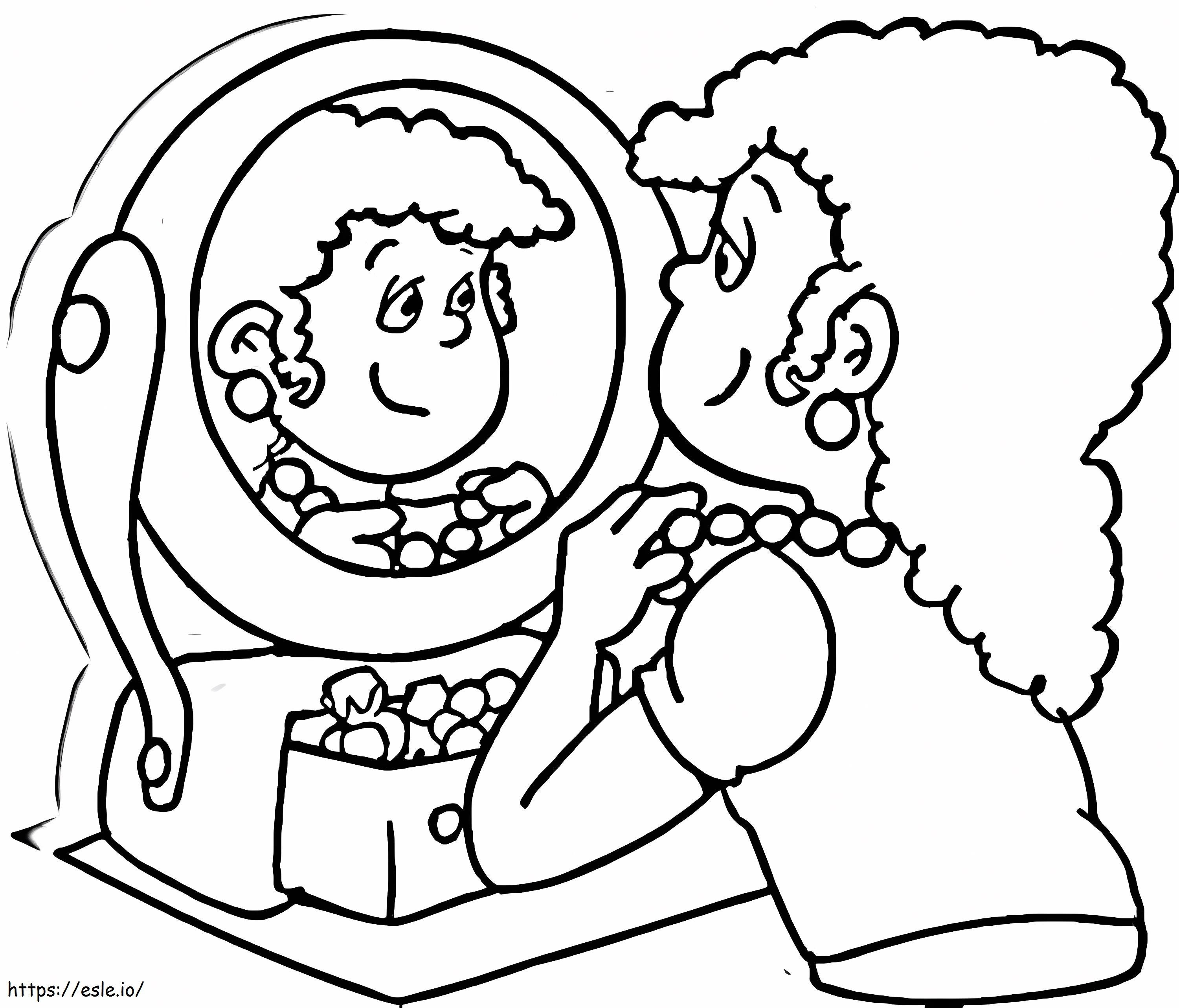Lady In Mirror coloring page