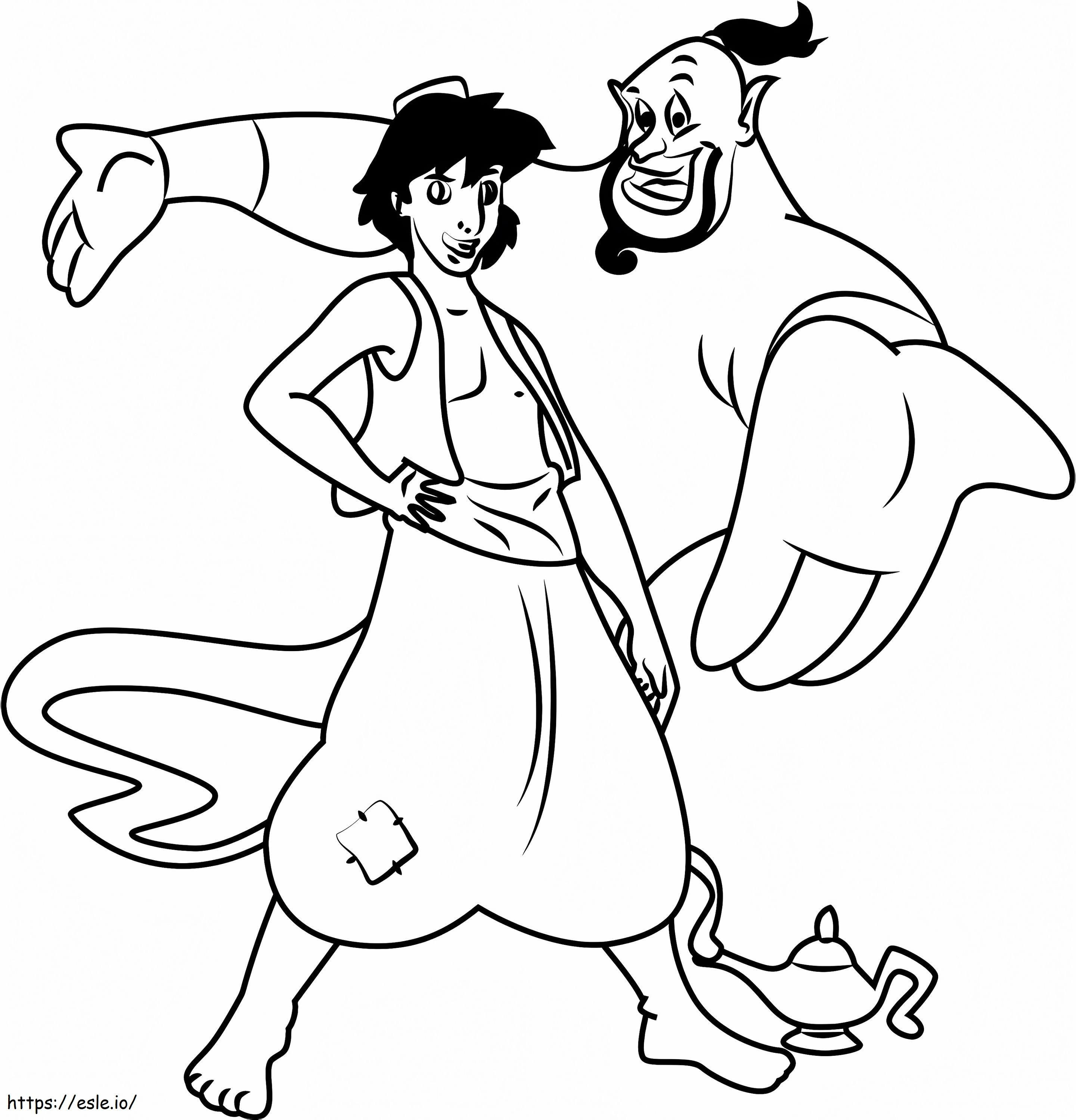 1532486888 Aladdin And Genie A4 coloring page