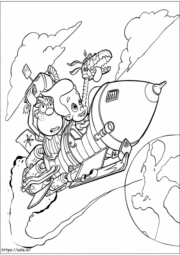 Jimmy Neutron On Rocket coloring page