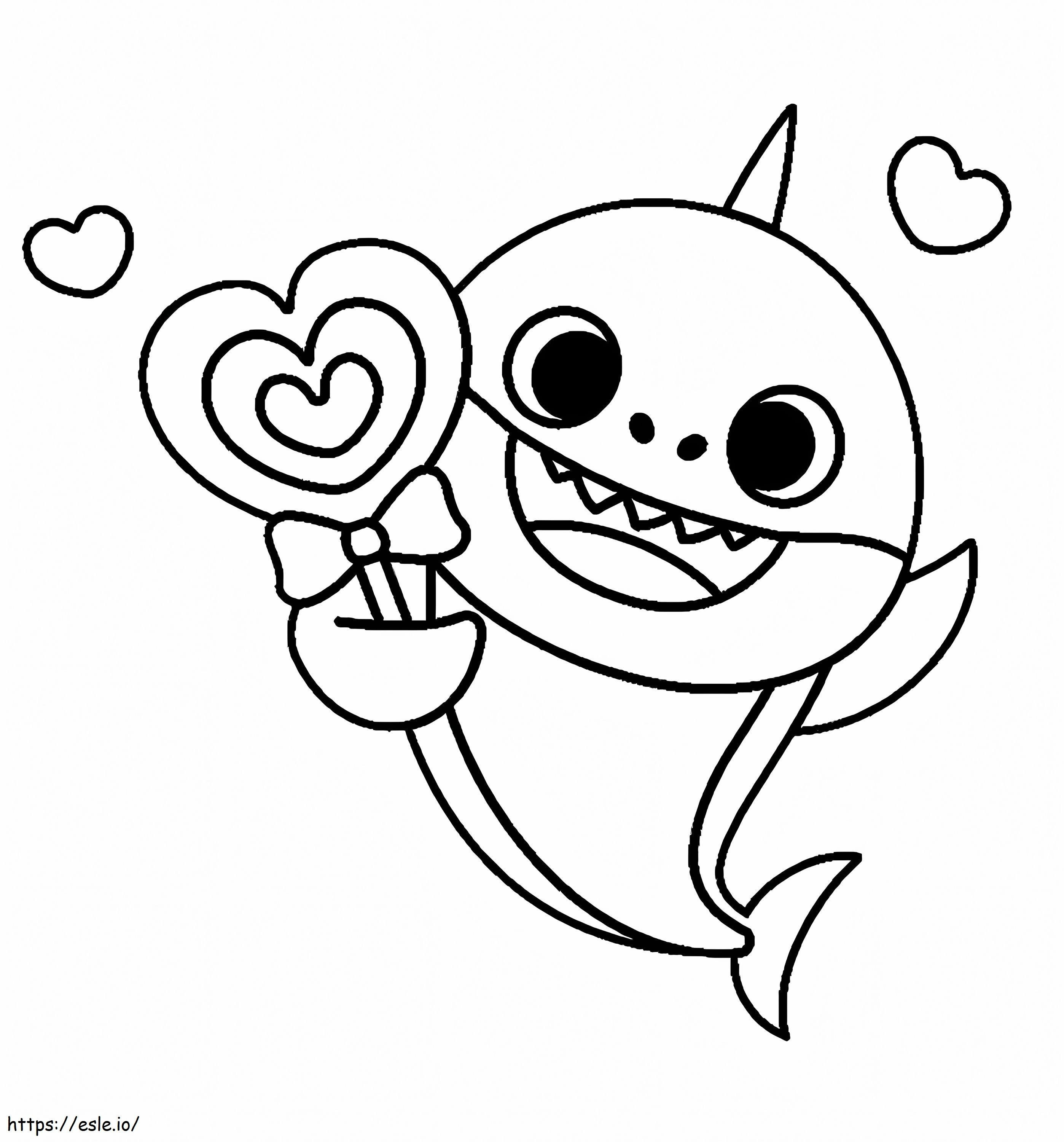 幸せな赤ちゃんサメ ぬりえ - 塗り絵