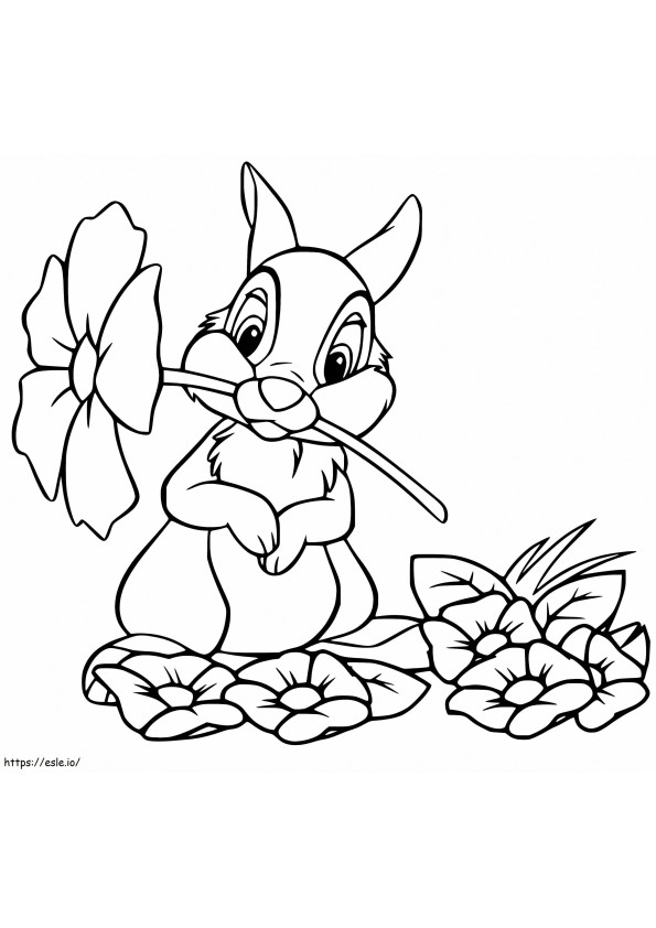 Thumper, aki egy virágot tart kifestő