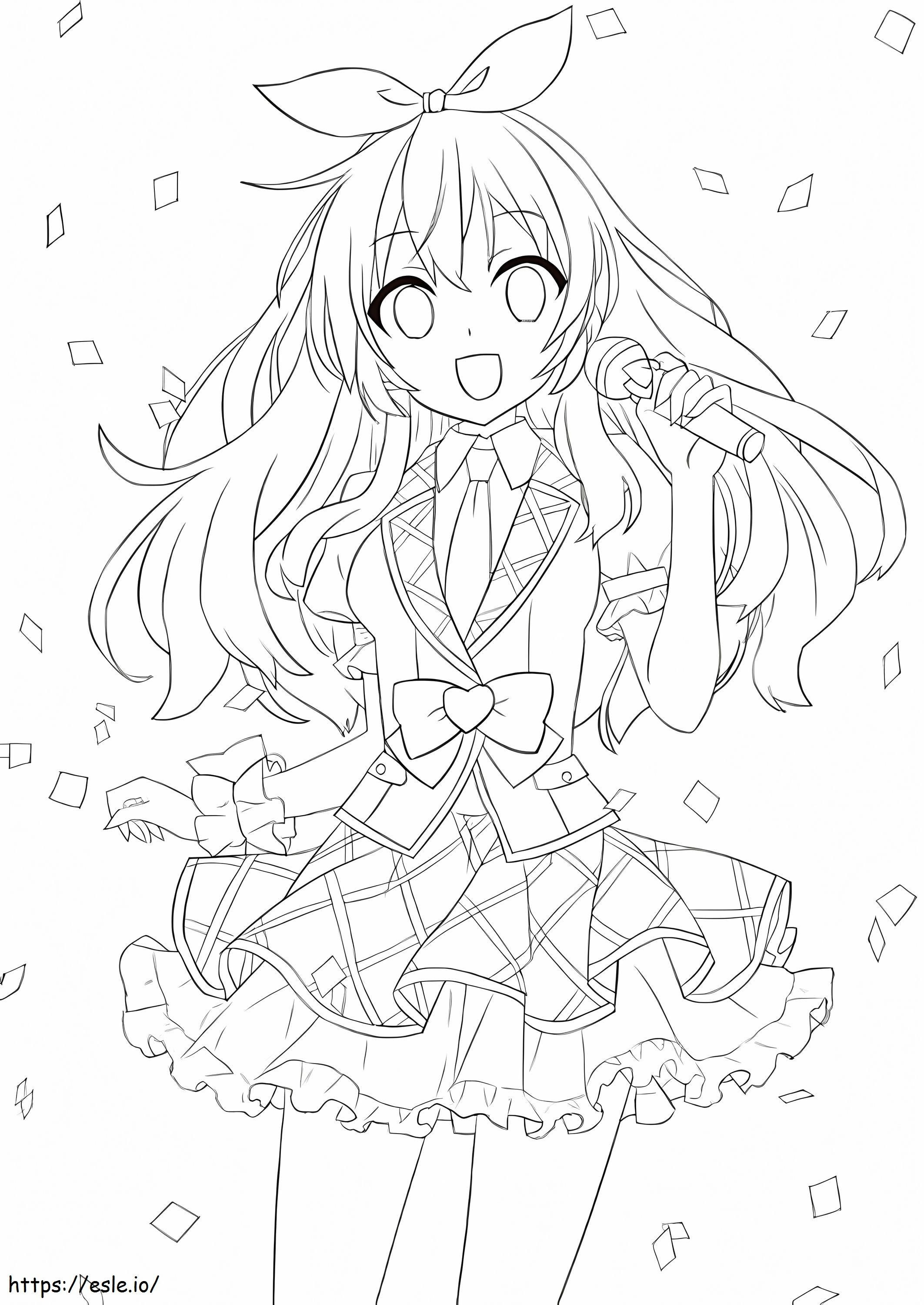 1564969354 Anime Girl Singing A4 coloring page