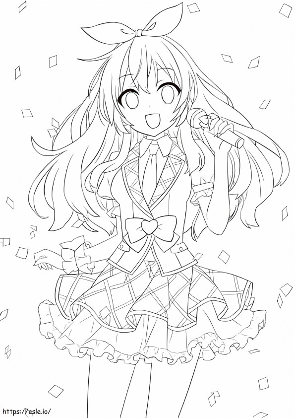 1564969354 Anime Girl Singing A4 coloring page