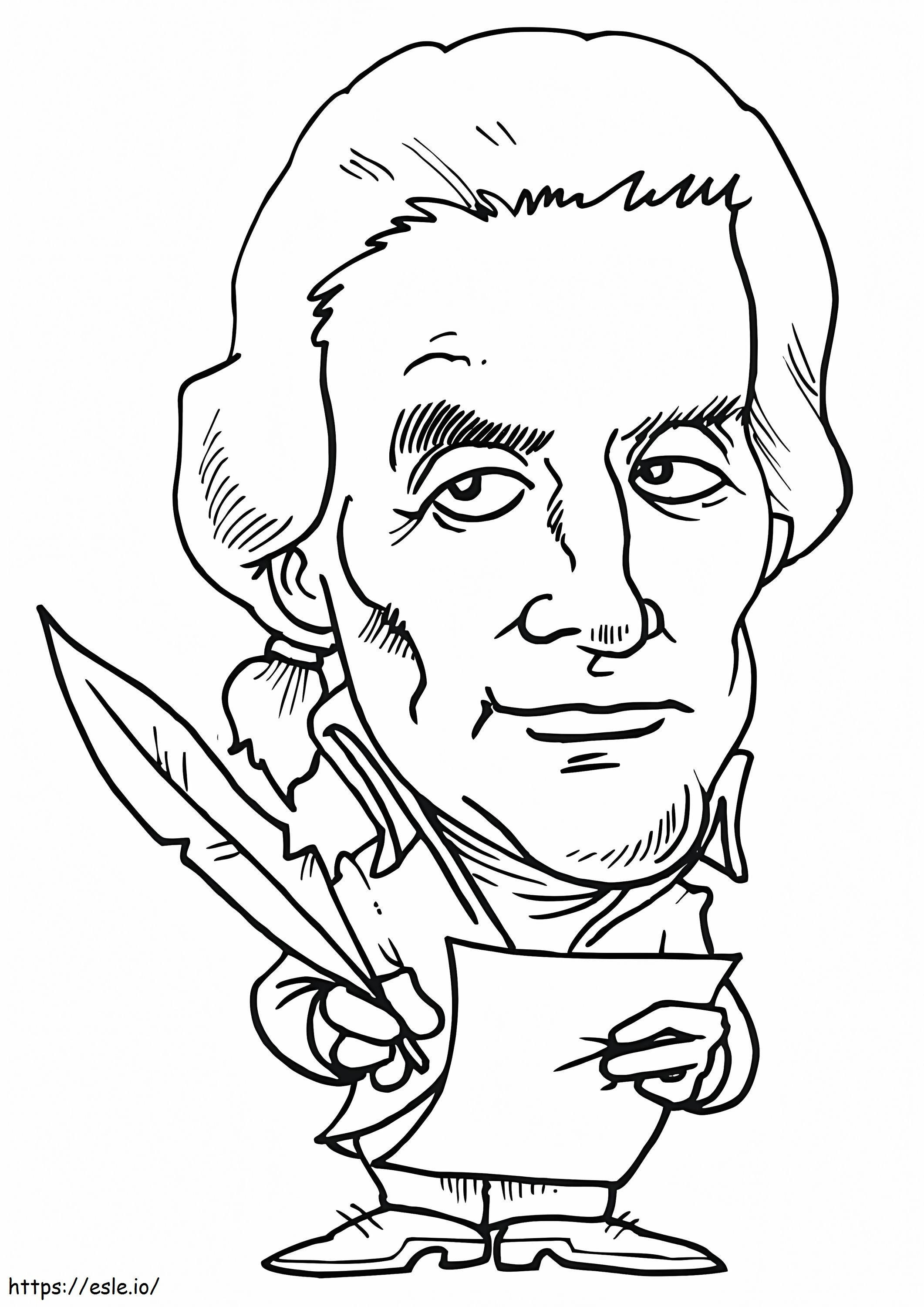 Caricatura de Thomas Jefferson para colorear