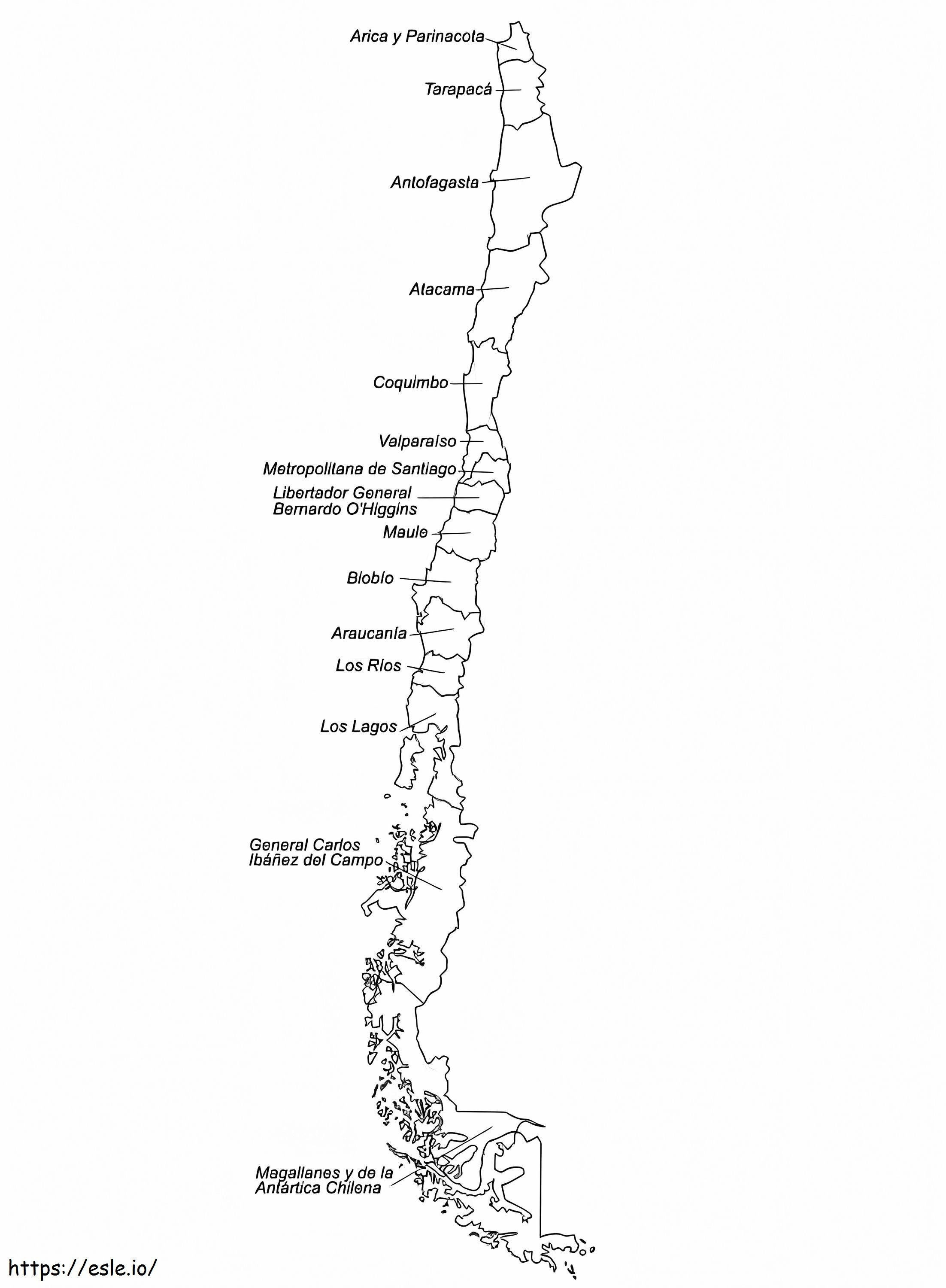 Mappa del Cile da colorare