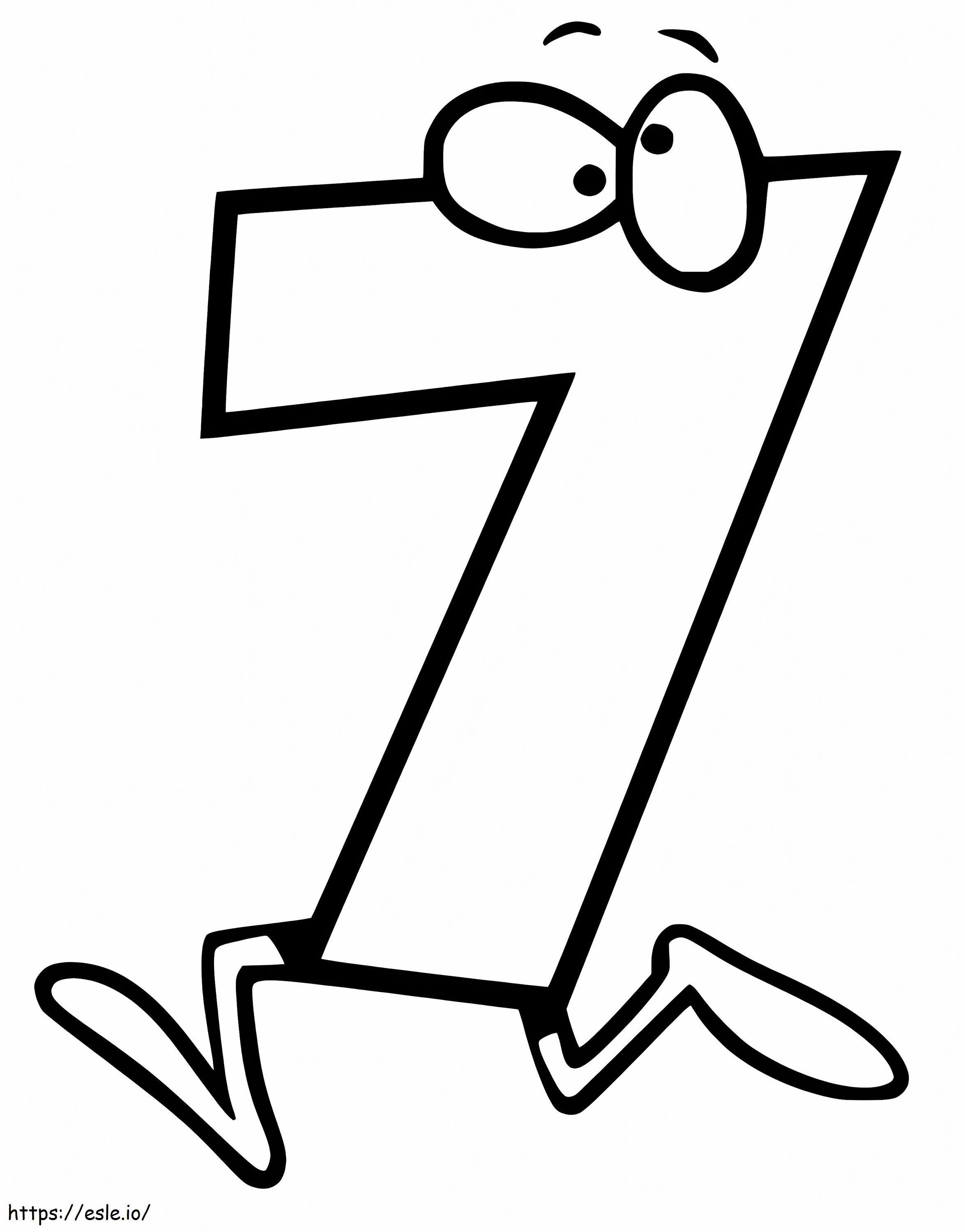 Number 7 Running coloring page