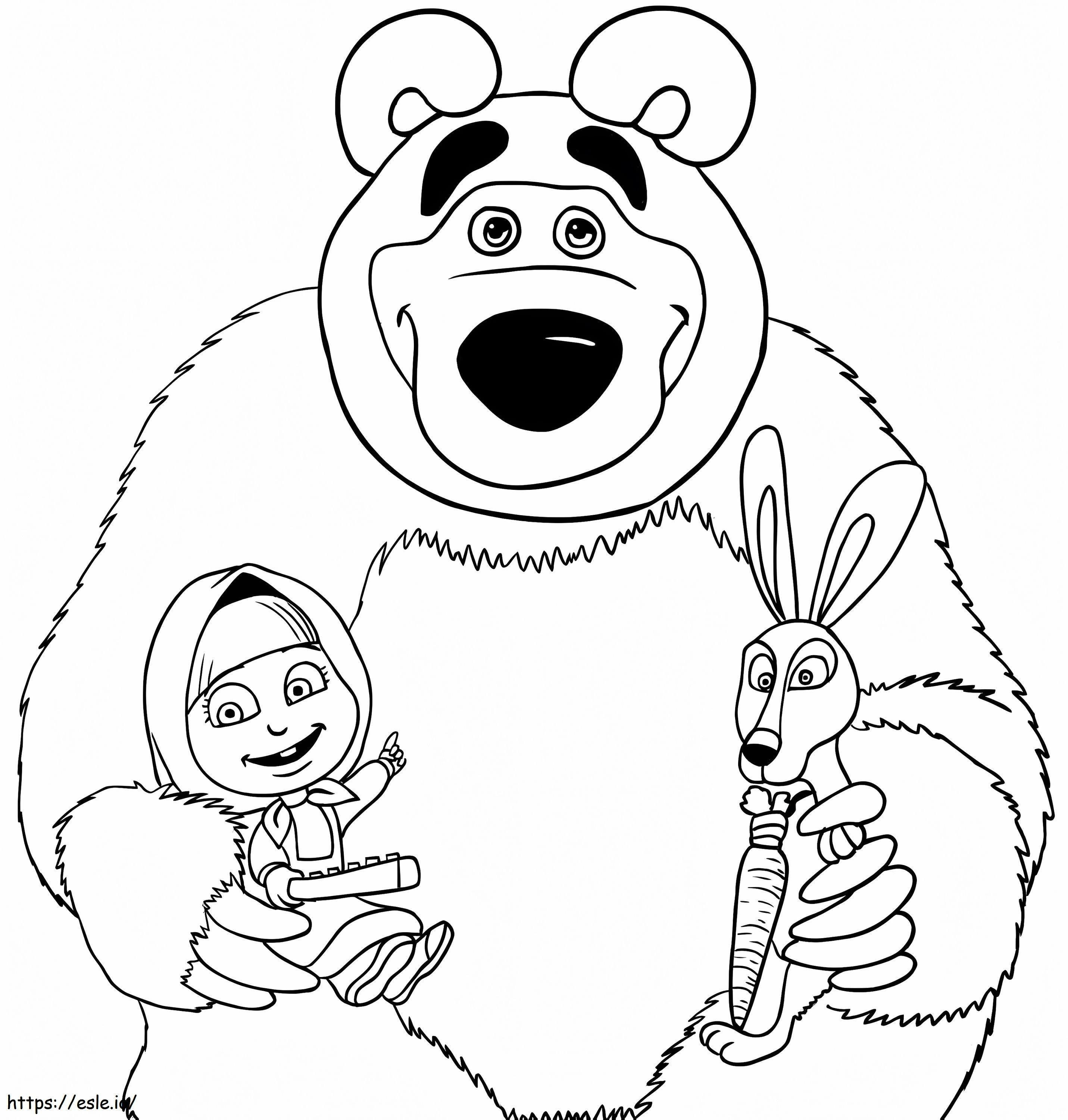 Coelhos com Masha e o Urso para colorir