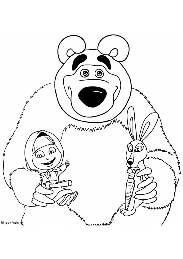 Rabbits With Masha And The Bear coloring page