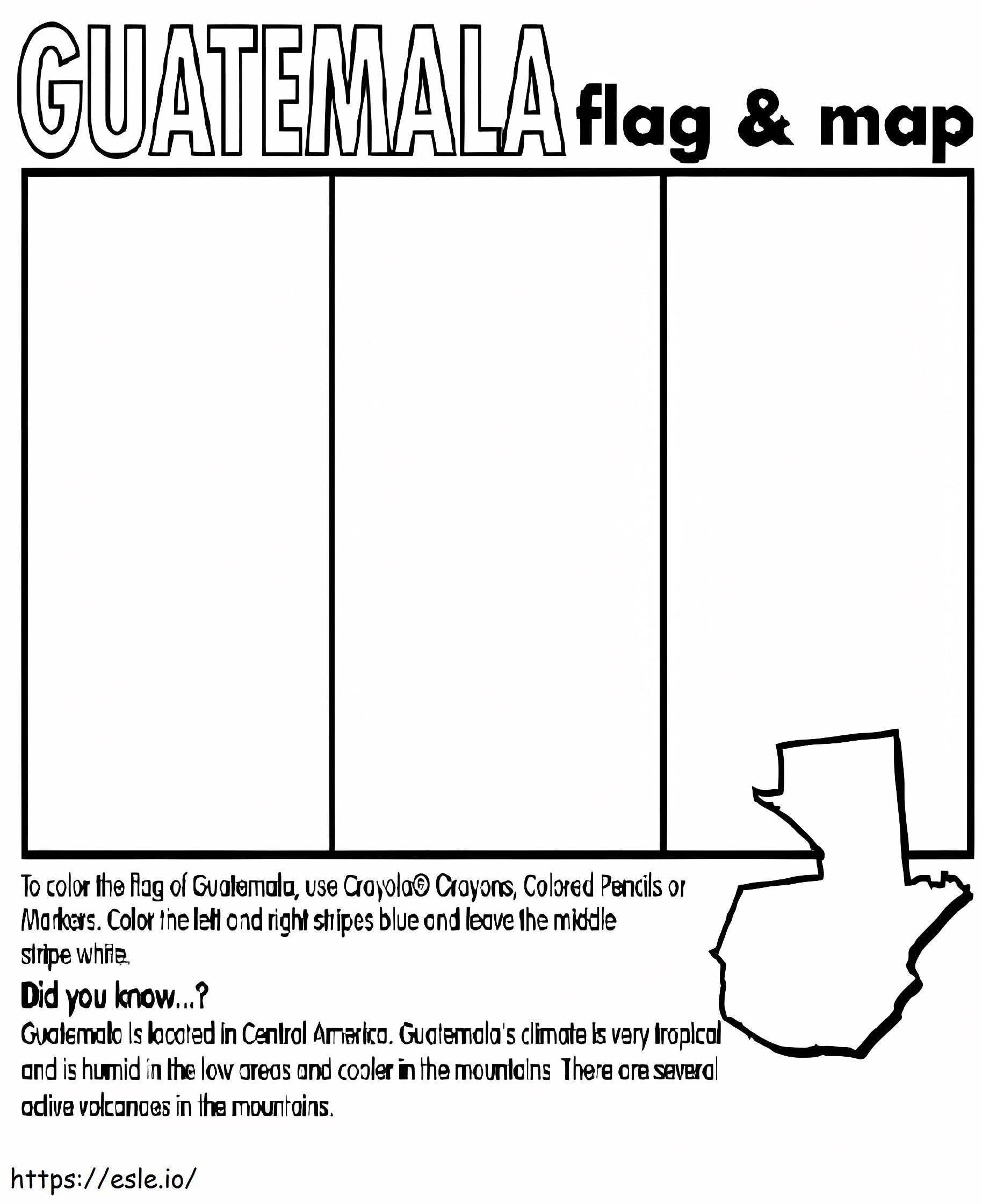 Bandeira e mapa da Guatemala para colorir