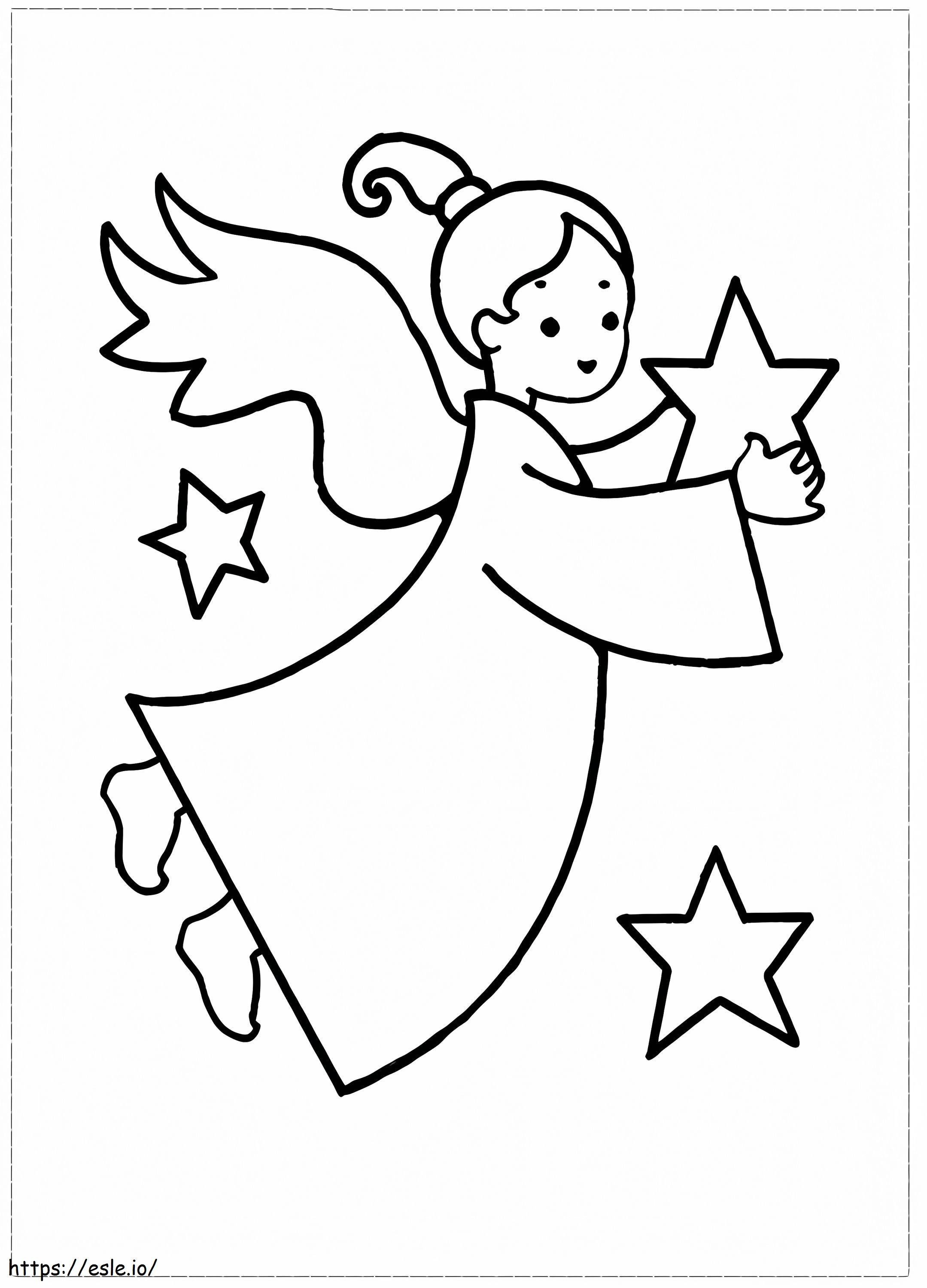 Angel With Stars coloring page
