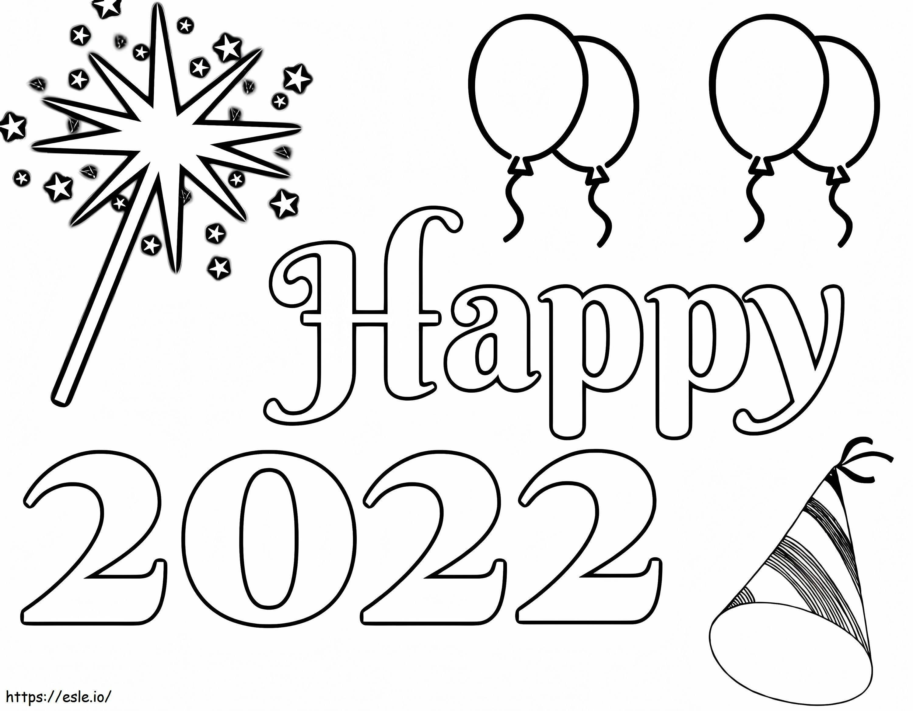 Happy 2022 coloring page