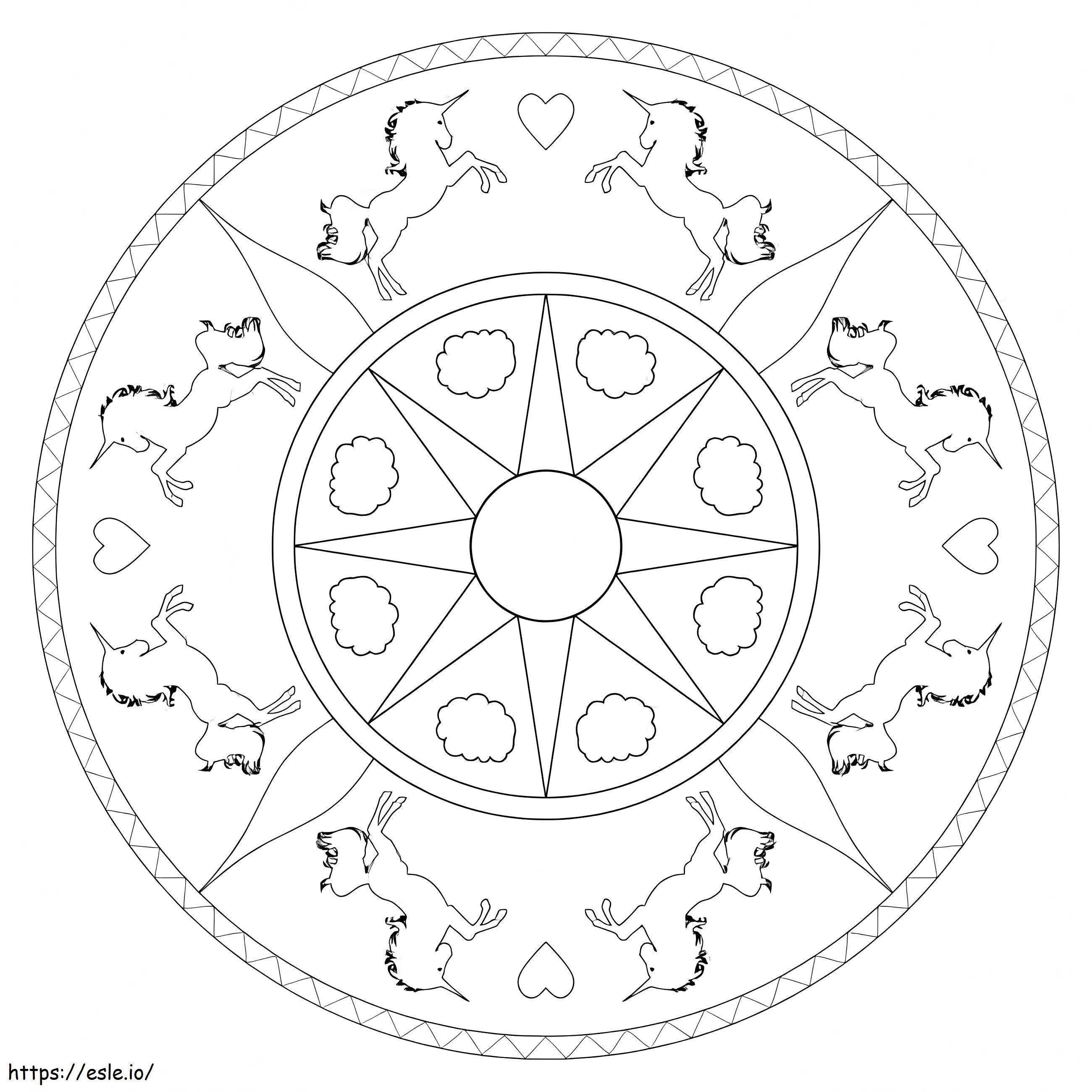 Einhorn-Mandala 12 ausmalbilder