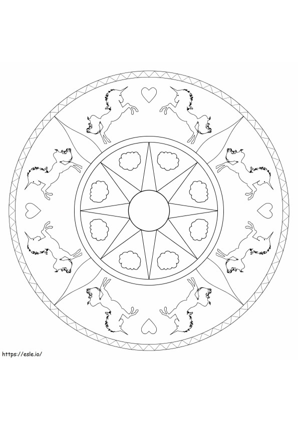 Einhorn-Mandala 12 ausmalbilder