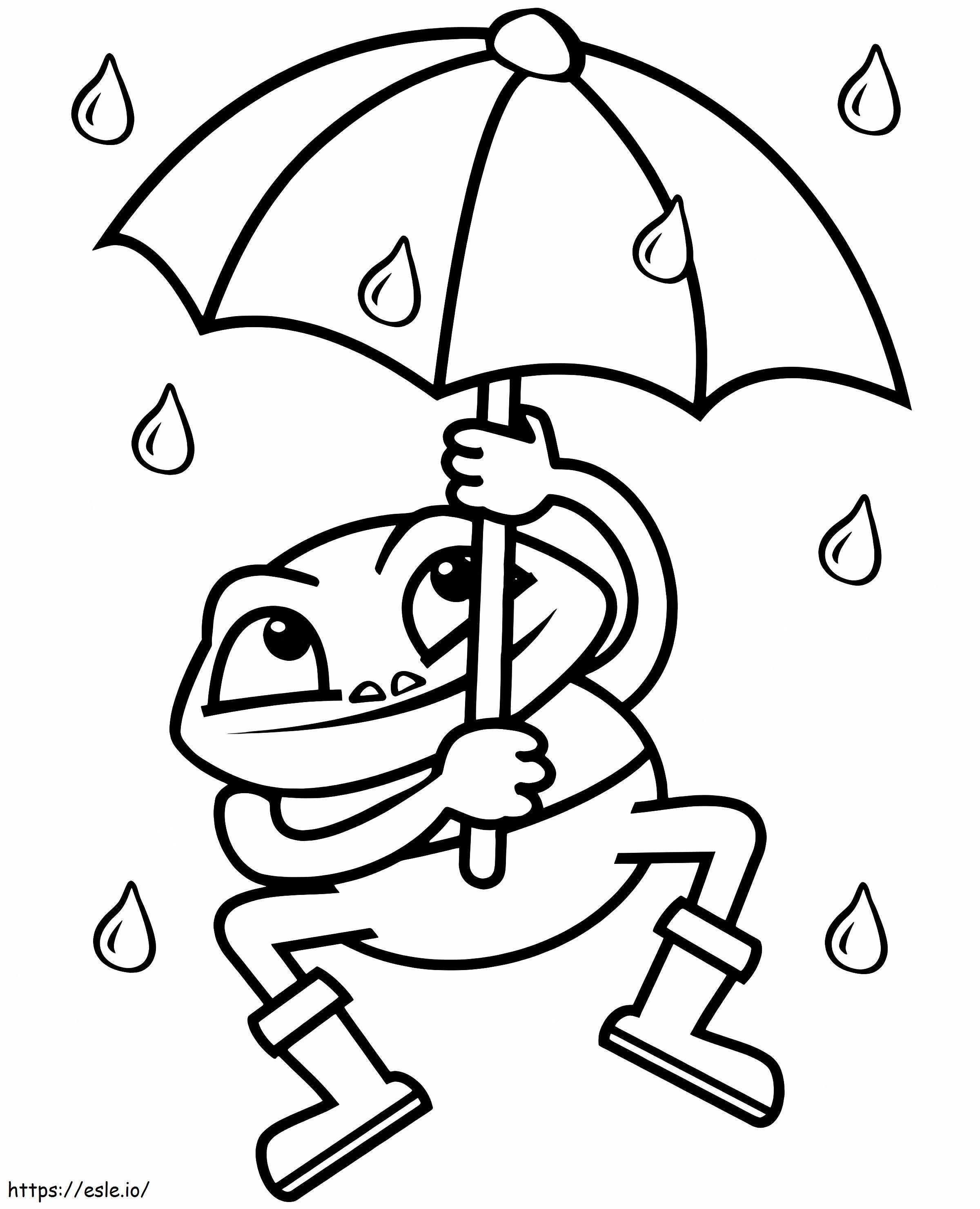 Frog Holding Umbrella coloring page
