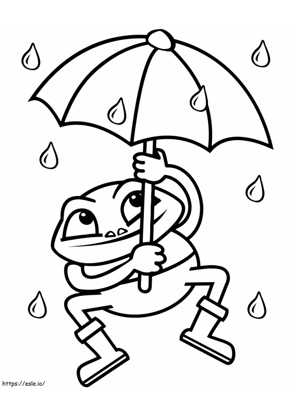 Frosch hält Regenschirm ausmalbilder