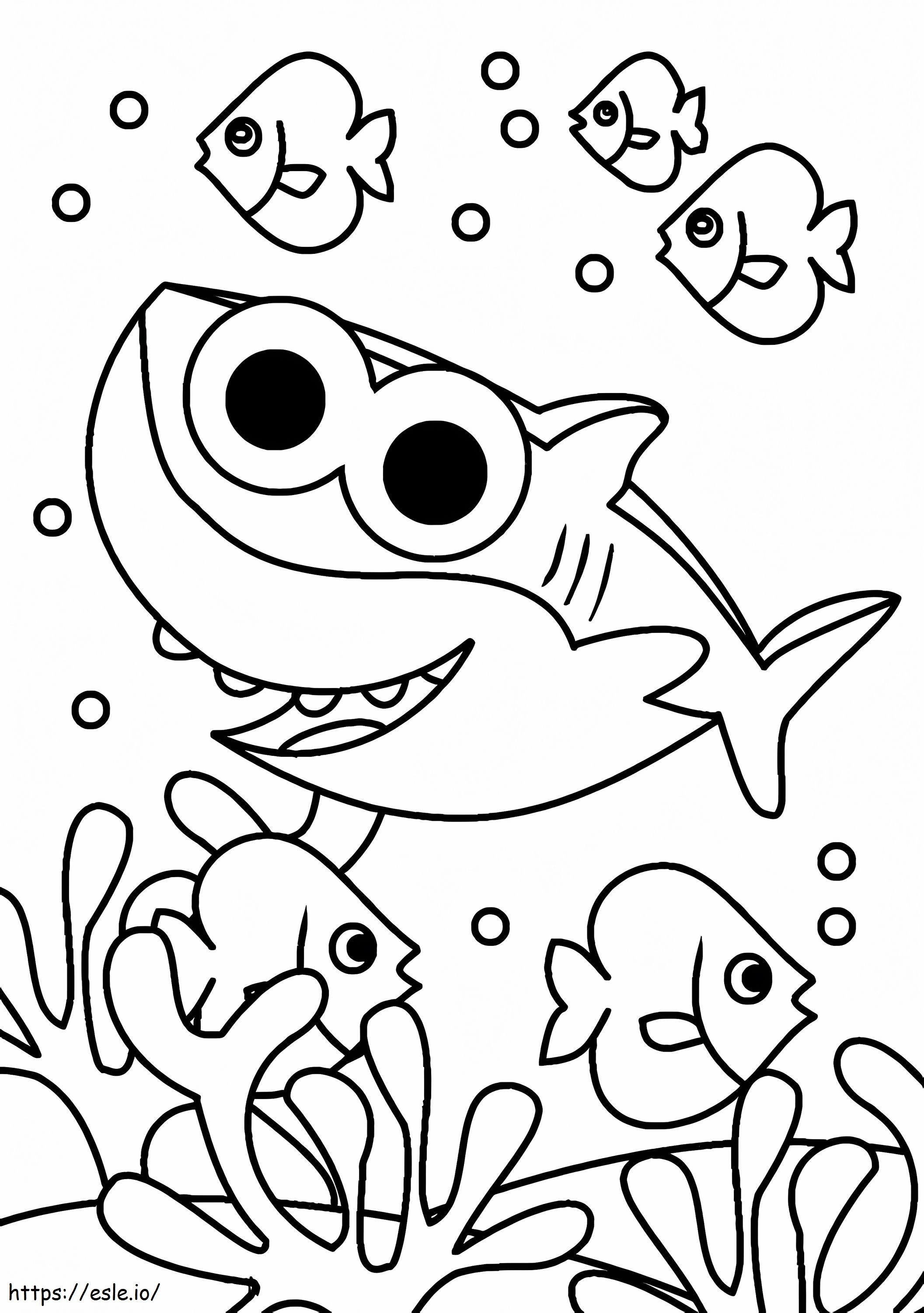 Adorable Baby Shark coloring page