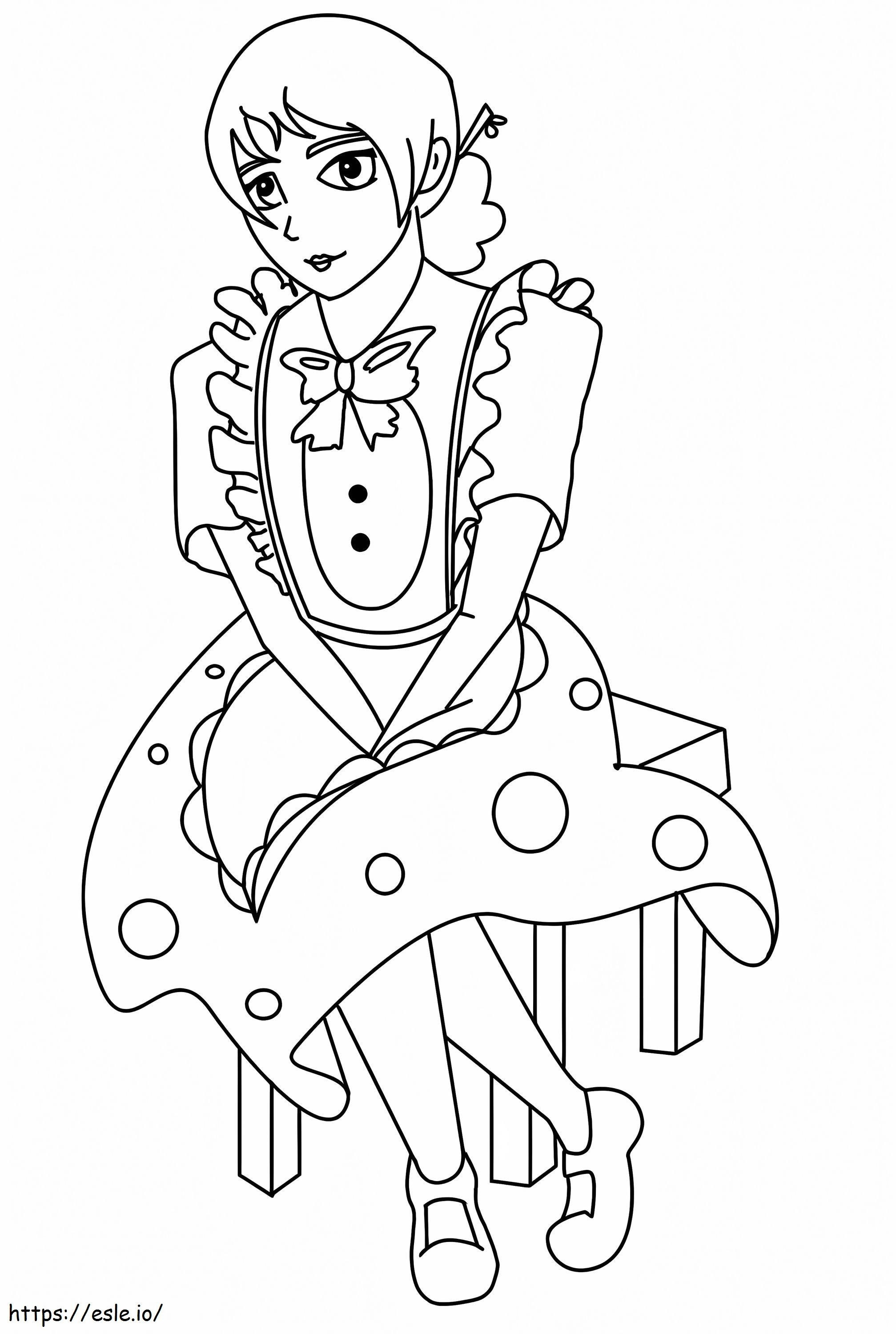 Maid Is Sitting coloring page