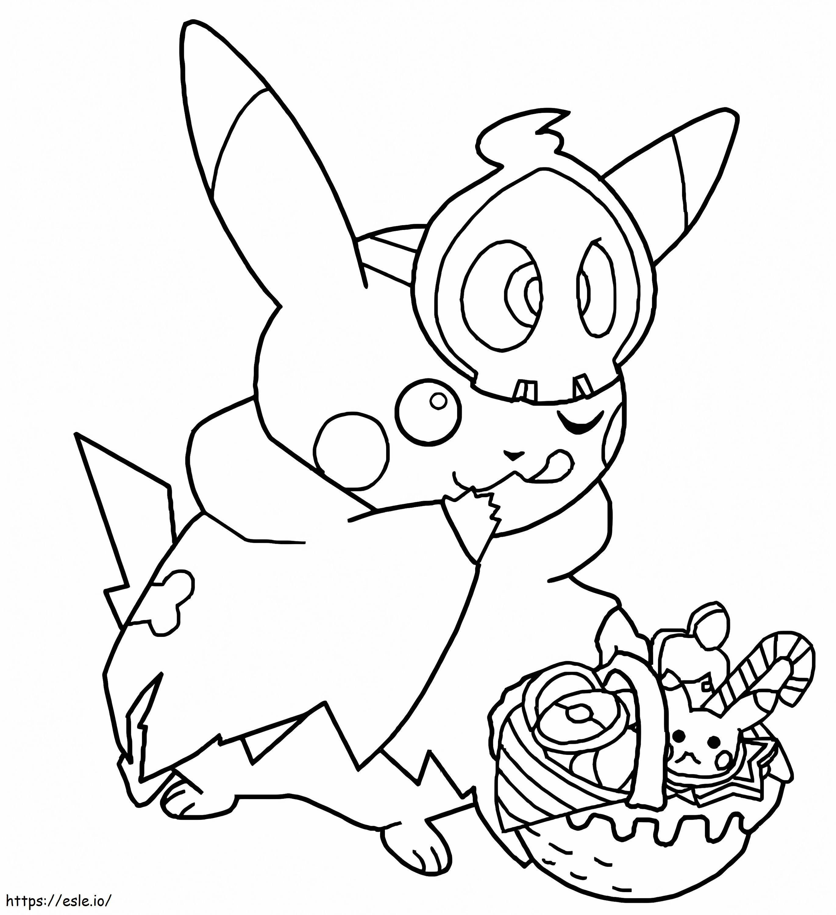 Free Printable Halloween Pikachu coloring page