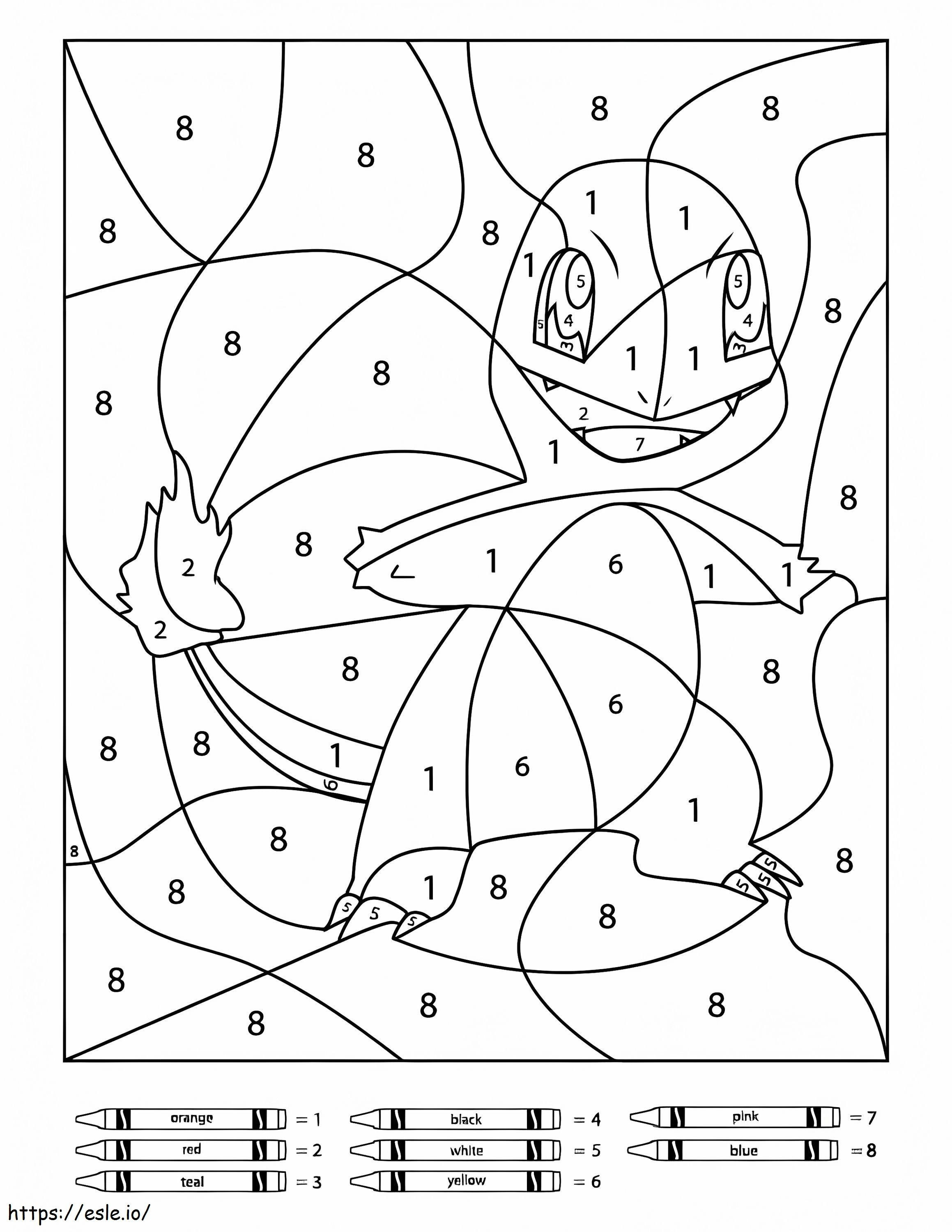 Coloriage Coloriage Pokemon Salamèche par numéro à imprimer dessin
