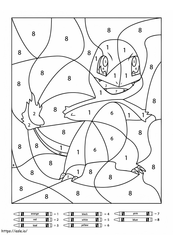 Coloriage Coloriage Pokemon Salamèche par numéro à imprimer dessin