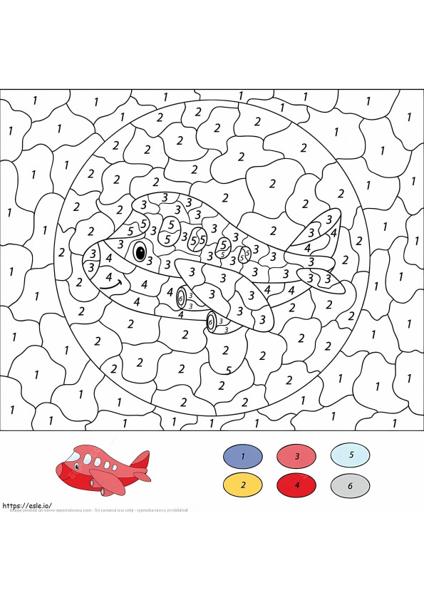 Plane Color By Number coloring page