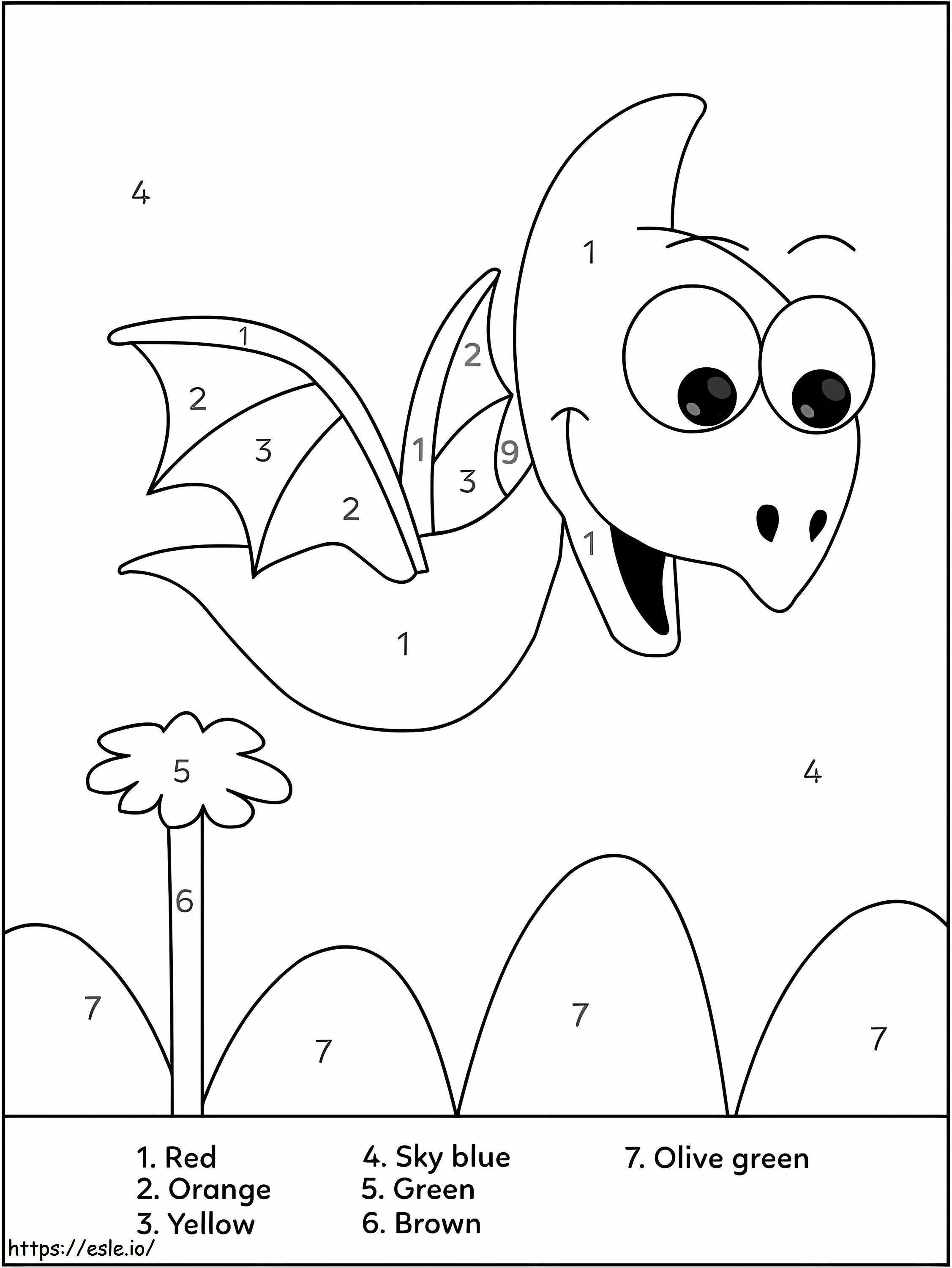 Cute Flying Dinosaur Color By Number coloring page