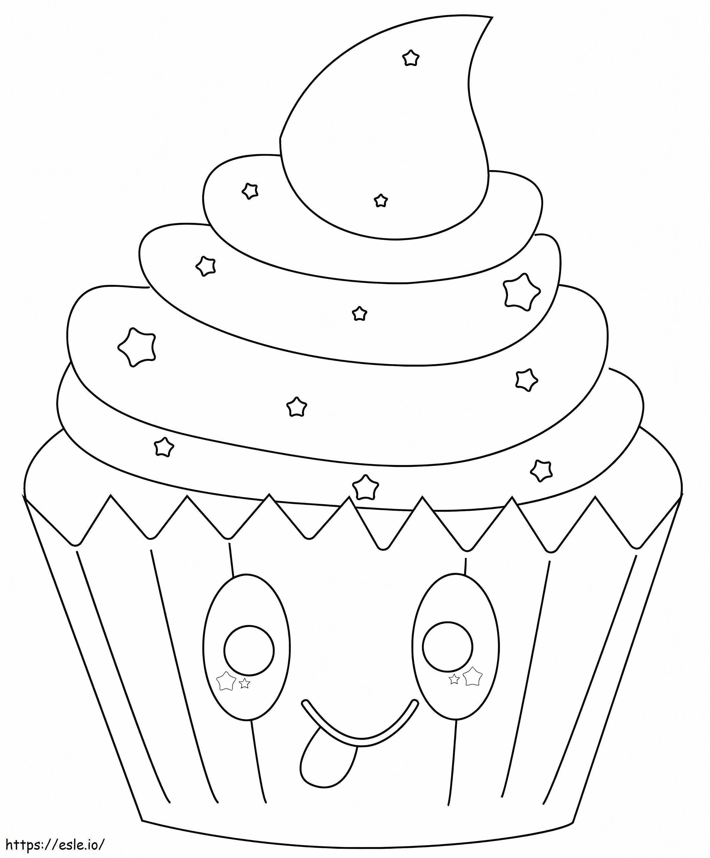 Cupcake Fofo Com Estrelas para colorir