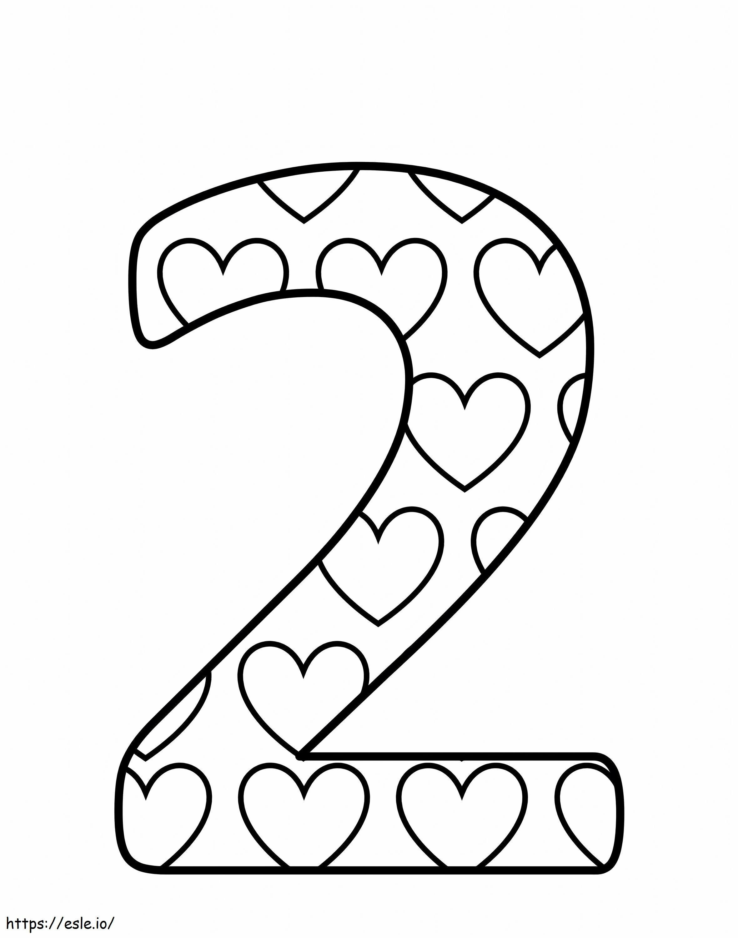 Hearts Number 2 Scaled coloring page