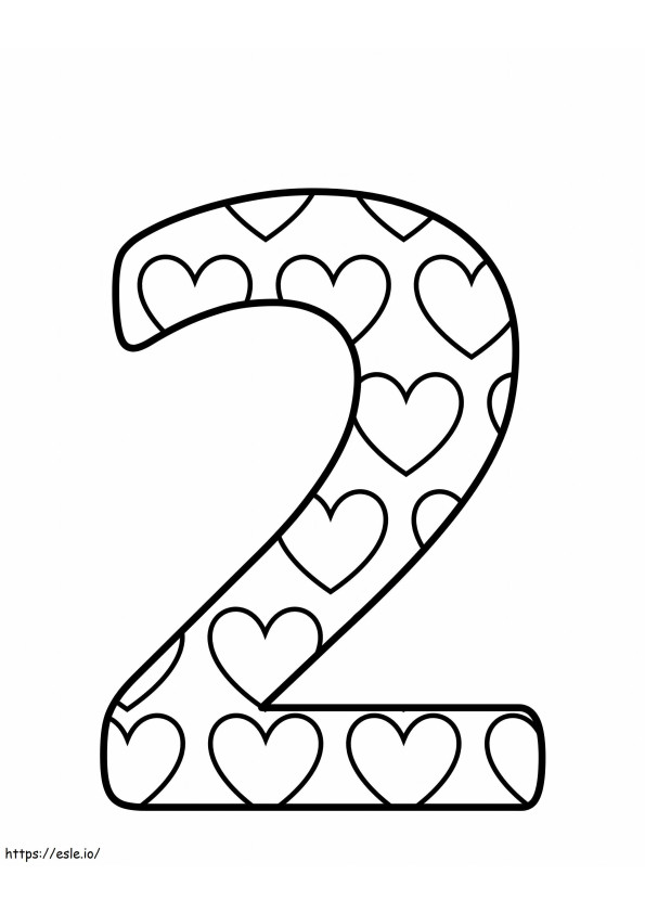 Hearts Number 2 Scaled coloring page