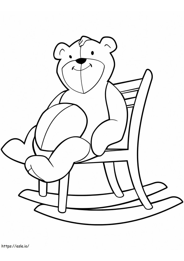 Ursinho de pelúcia na cadeira para colorir