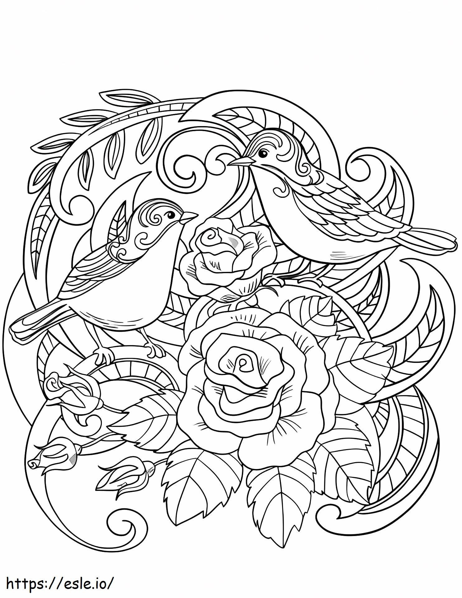 1530149557 House Sparrow In Flowers1 coloring page