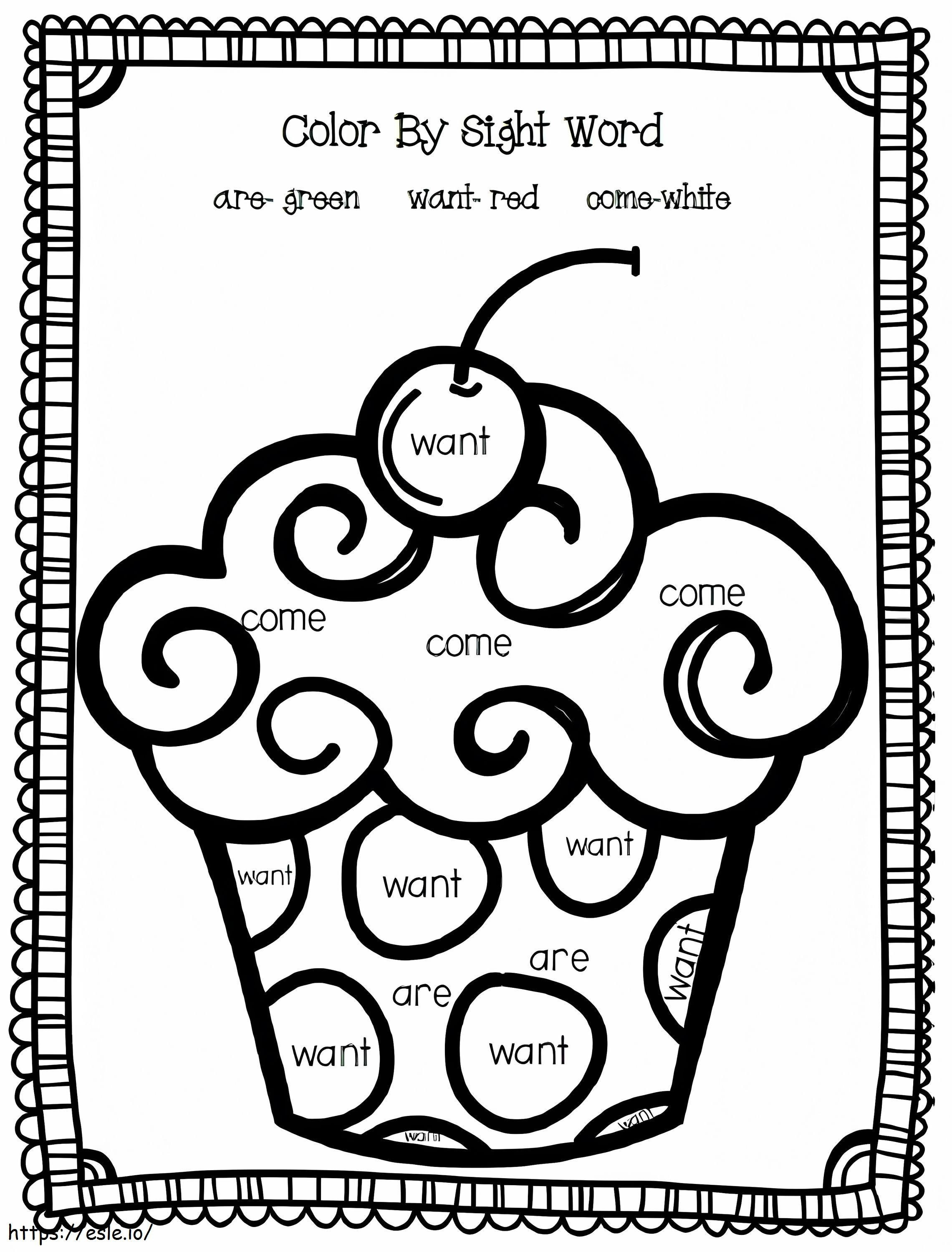 Cupcake Sight Words värityskuva