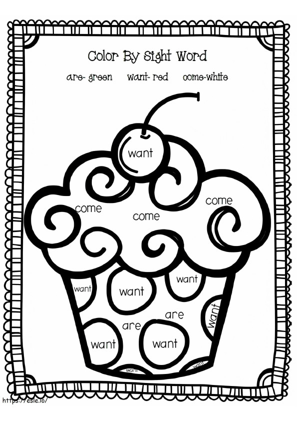 Cupcake Sight Words coloring page