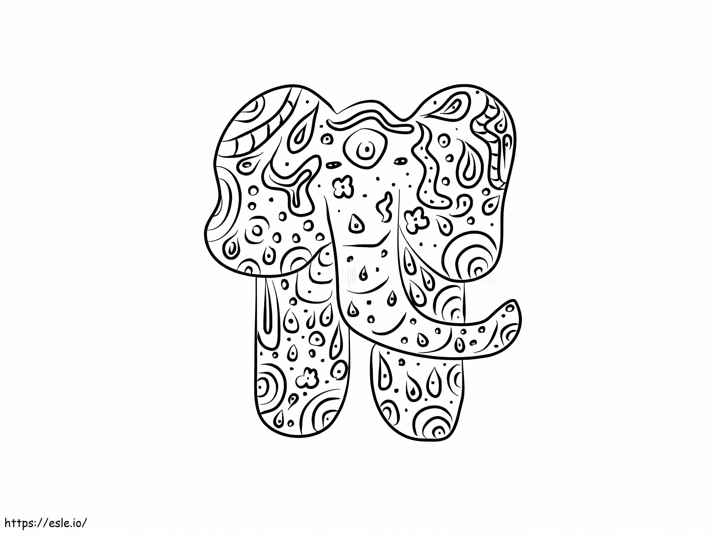 Little Zentangle Elephant coloring page
