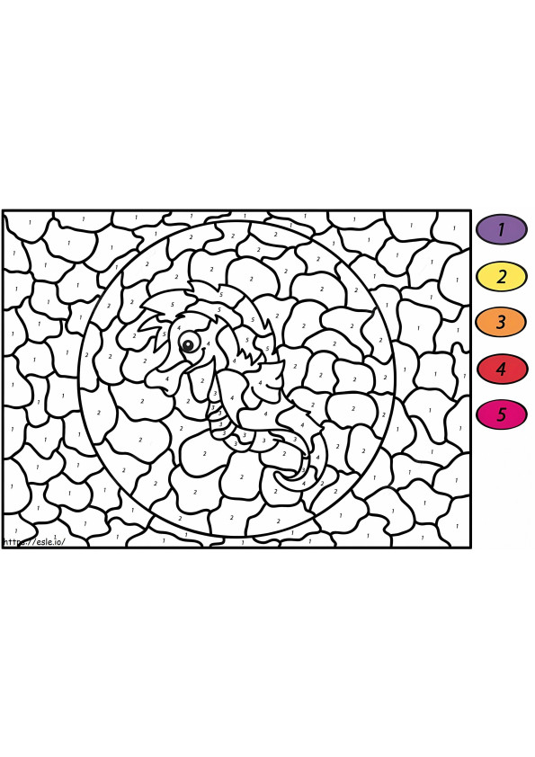 Coloriage Couleur d'hippocampe par numéro à imprimer dessin