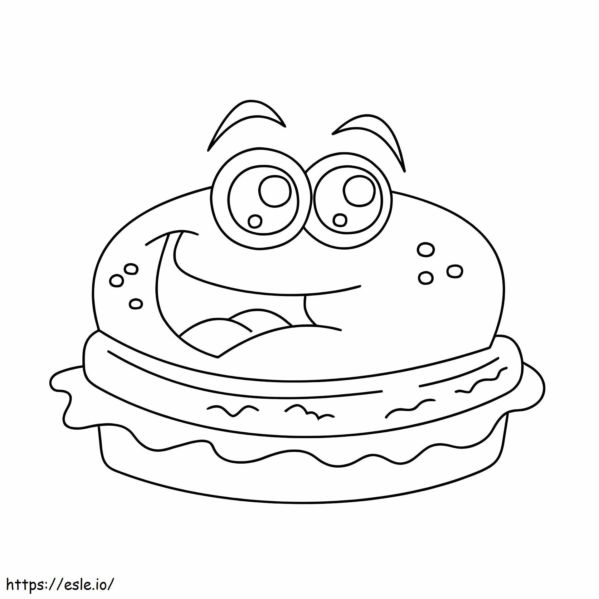Hambúrguer de desenho animado para colorir