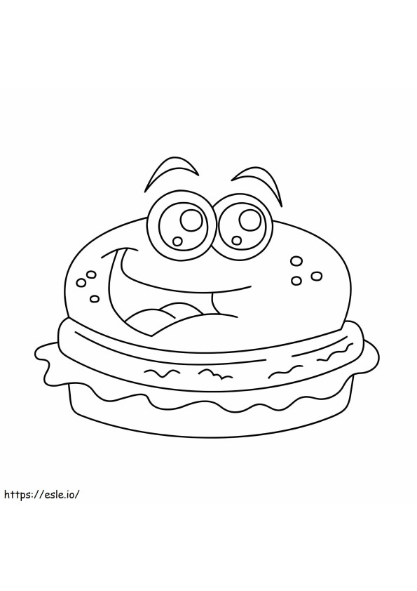 Hambúrguer de desenho animado para colorir