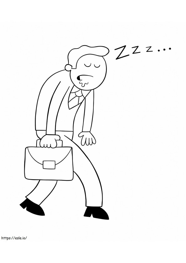 Geschäftsmann, Gehen, Arbeiten, Und, Sleep ausmalbilder