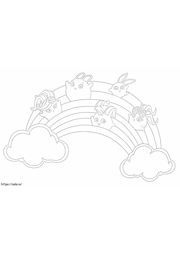 Rainbow Sunny Bunnies coloring page