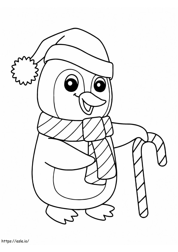 pingüino de navidad para colorear