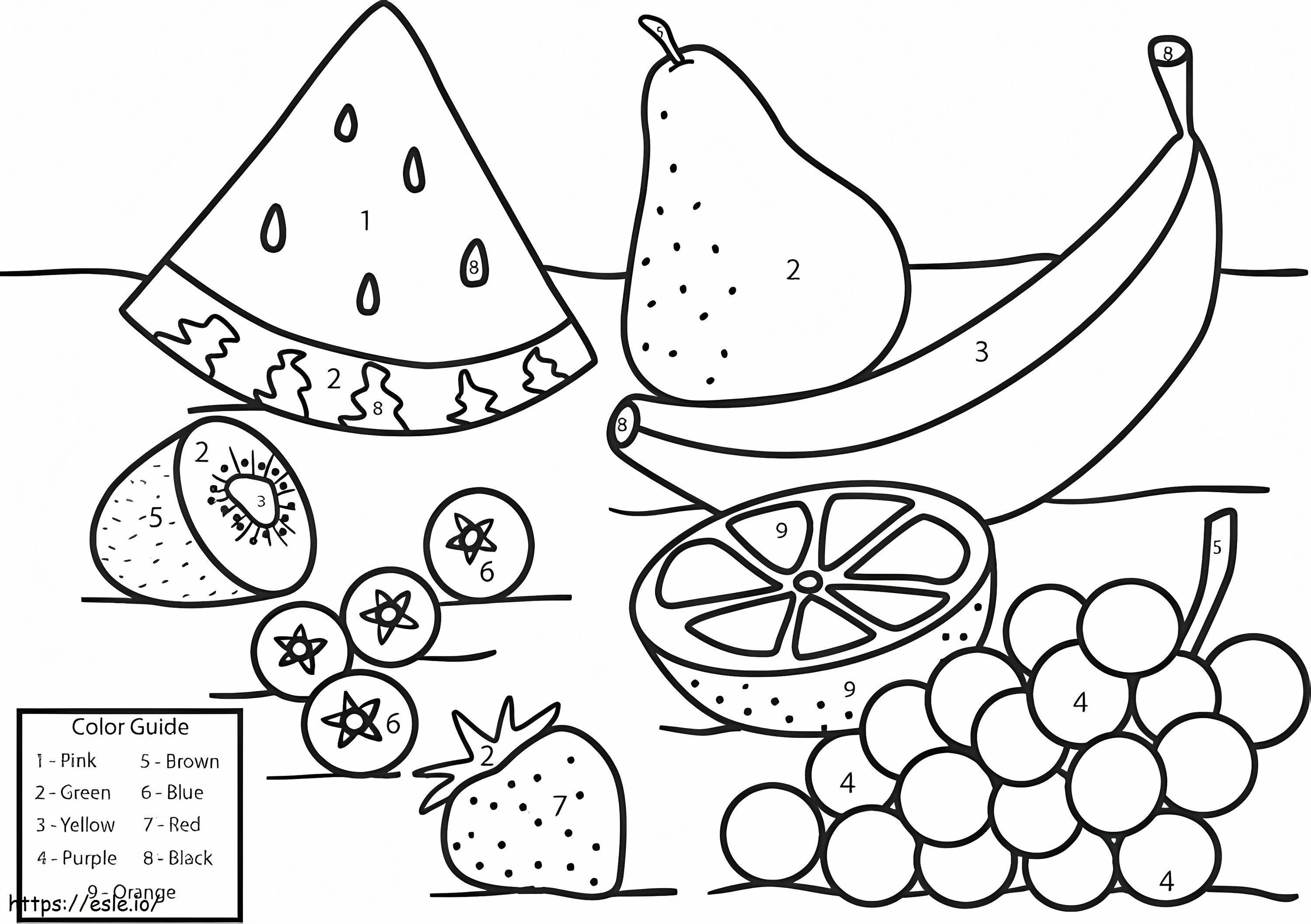 Printable Fruits Color By Number coloring page