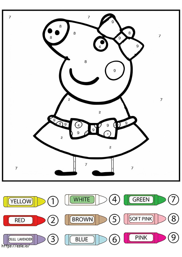 Peppa Pig With Ribbon Color By Number coloring page