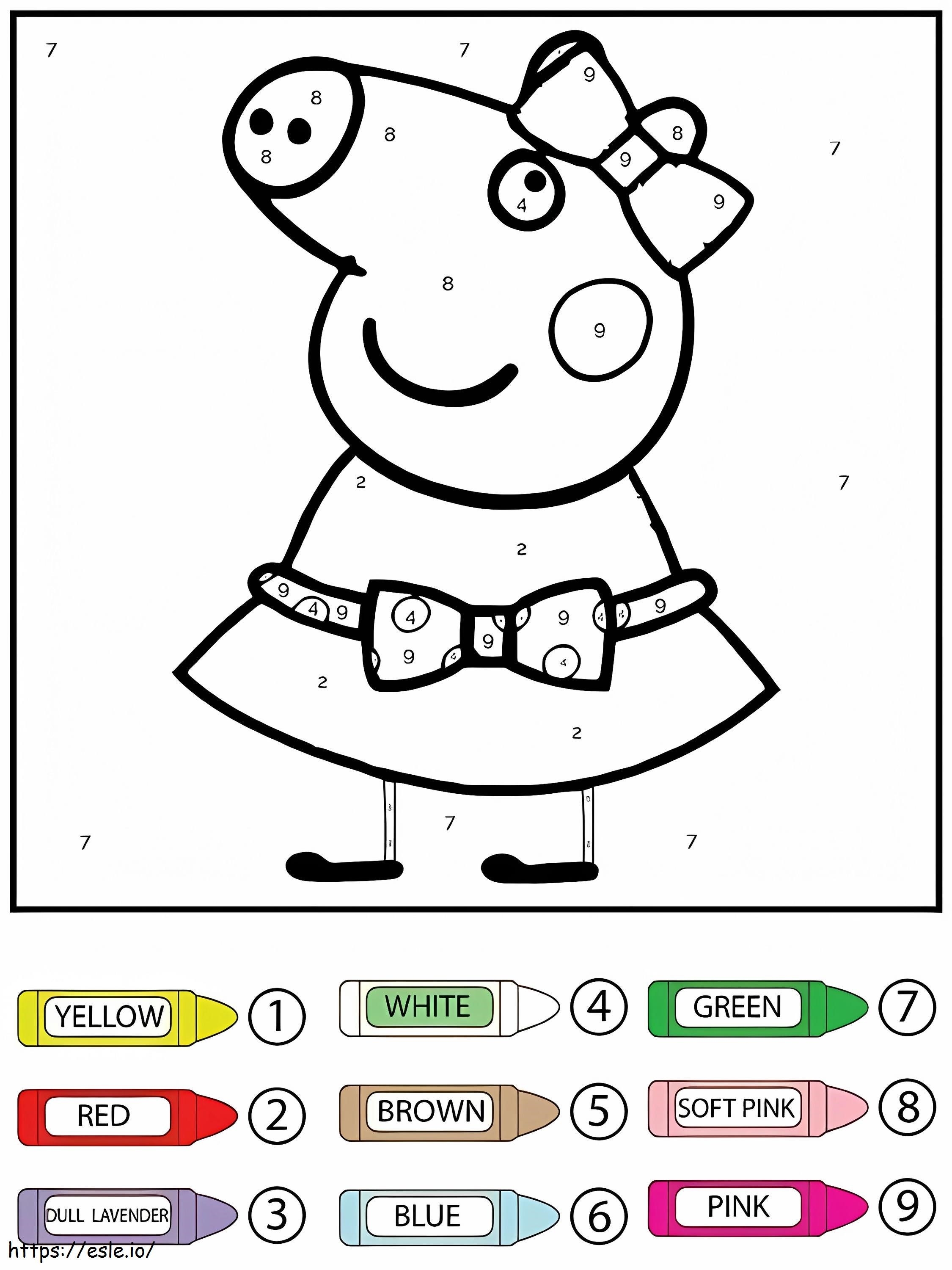 Peppa Pig com fita colorida por número para colorir