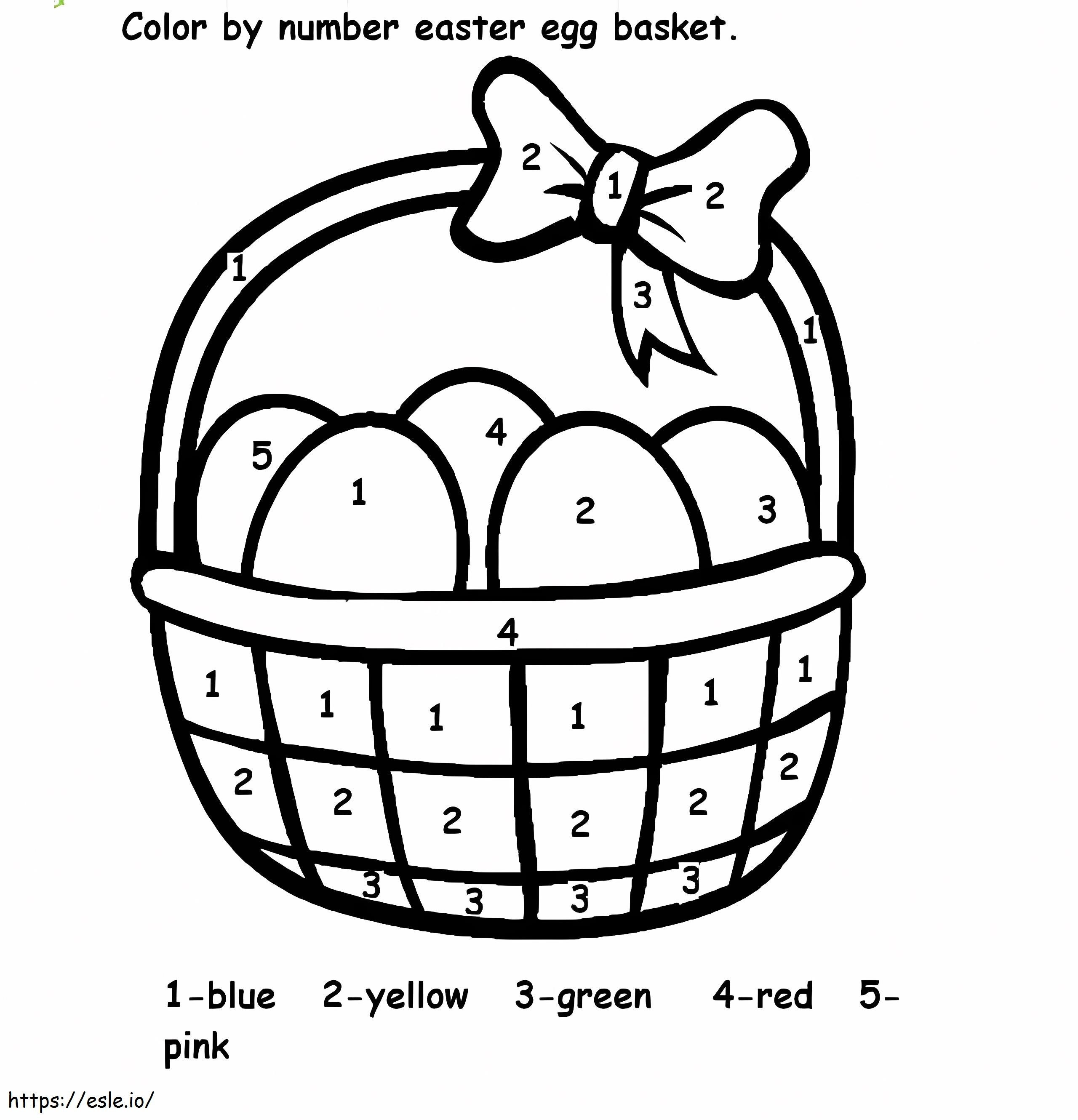 Colore del cestino delle uova di Pasqua per numero da colorare